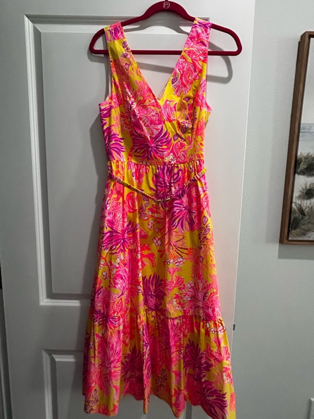 Lilly Pulitzer Yellow & Pink Floral V-Neck Sundress